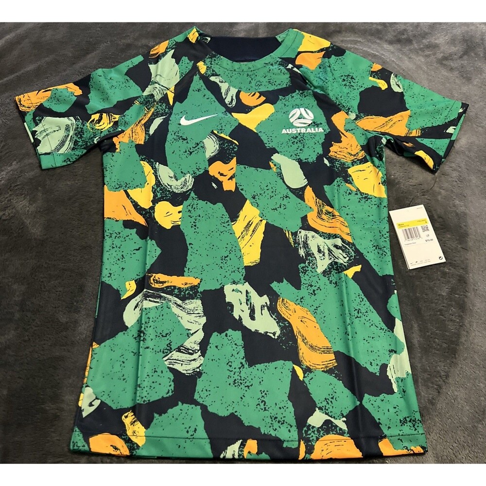 SMALL Australia National Team Nike 2022/23 Pre-Match Top Green/Yellow DM9543-720 - Picture 2 of 12